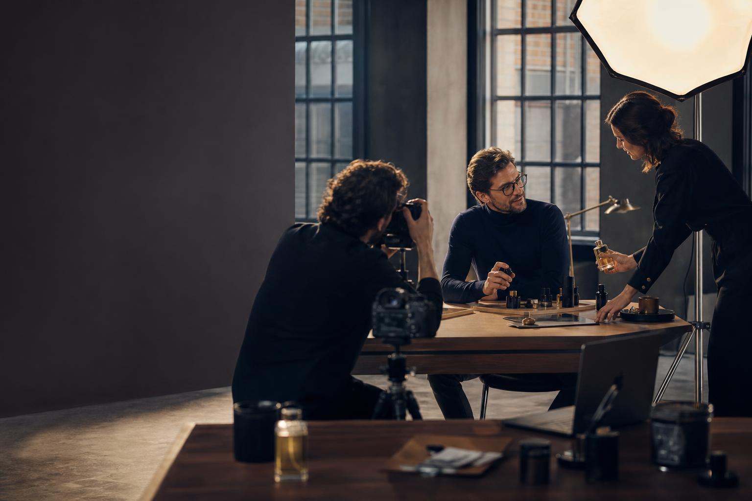 Commercial photography production in progress